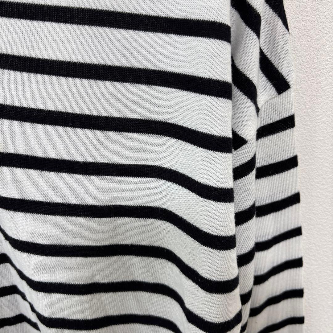 DRESKIP VネックストライプボーダーTシャツ Lサイズ七分袖d712 8