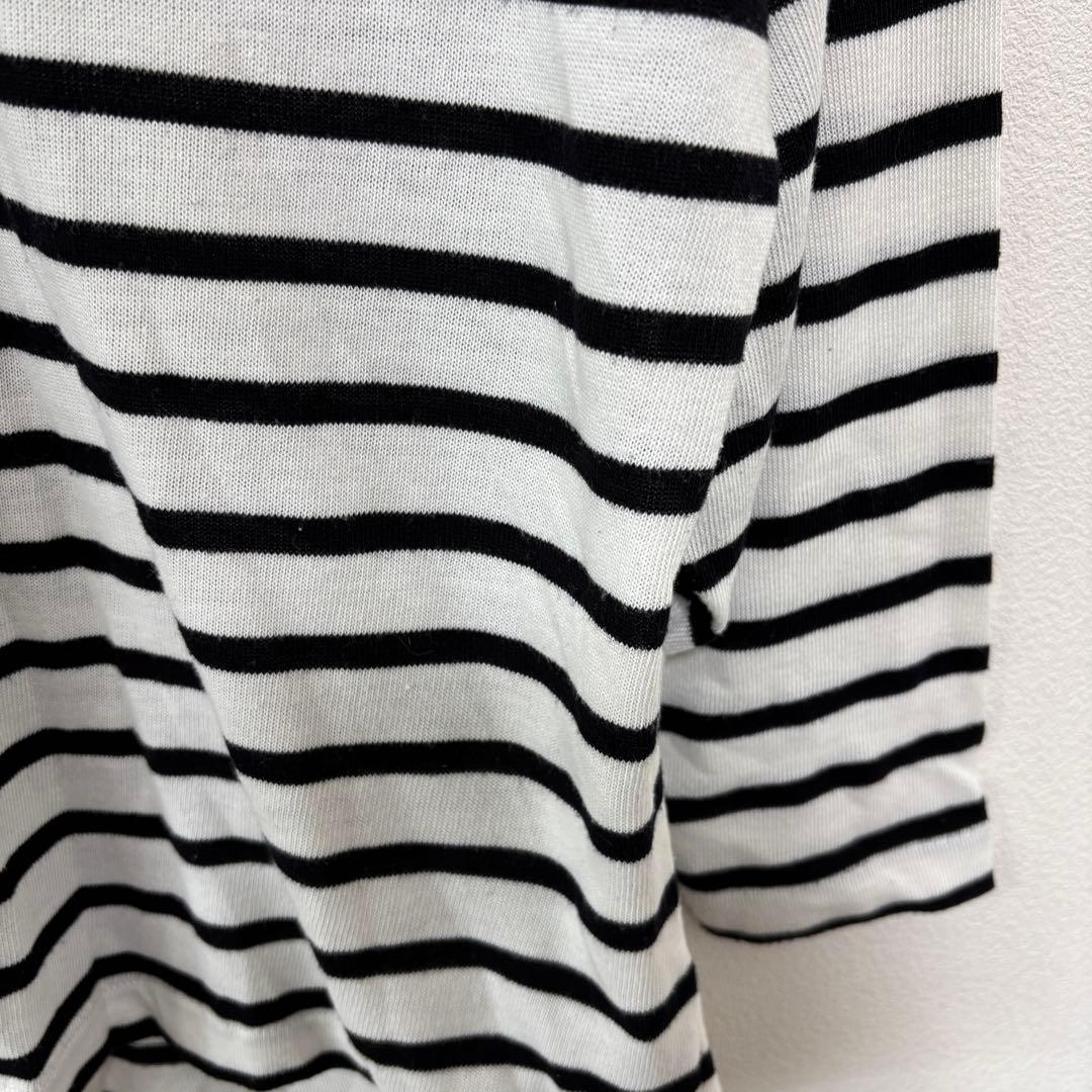 DRESKIP VネックストライプボーダーTシャツ Lサイズ七分袖d712 9