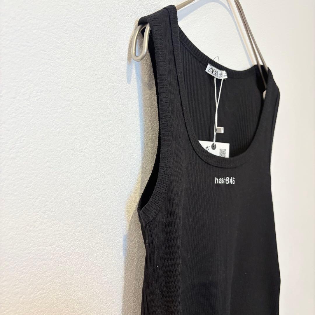 .新品未使用　ザラ タンクトップ リブ ブラック　黒　 S ノースリーブ 6
