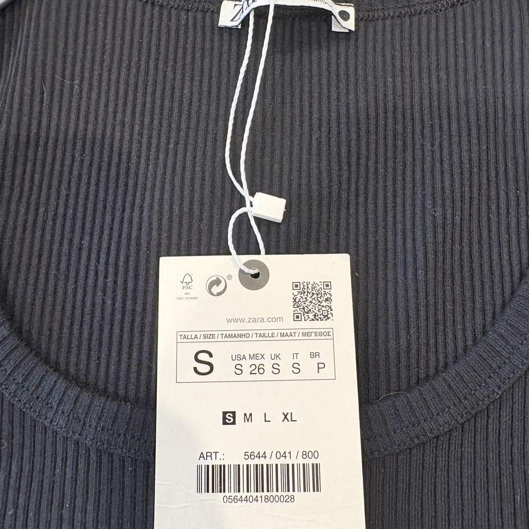 .新品未使用　ザラ タンクトップ リブ ブラック　黒　 S ノースリーブ 8