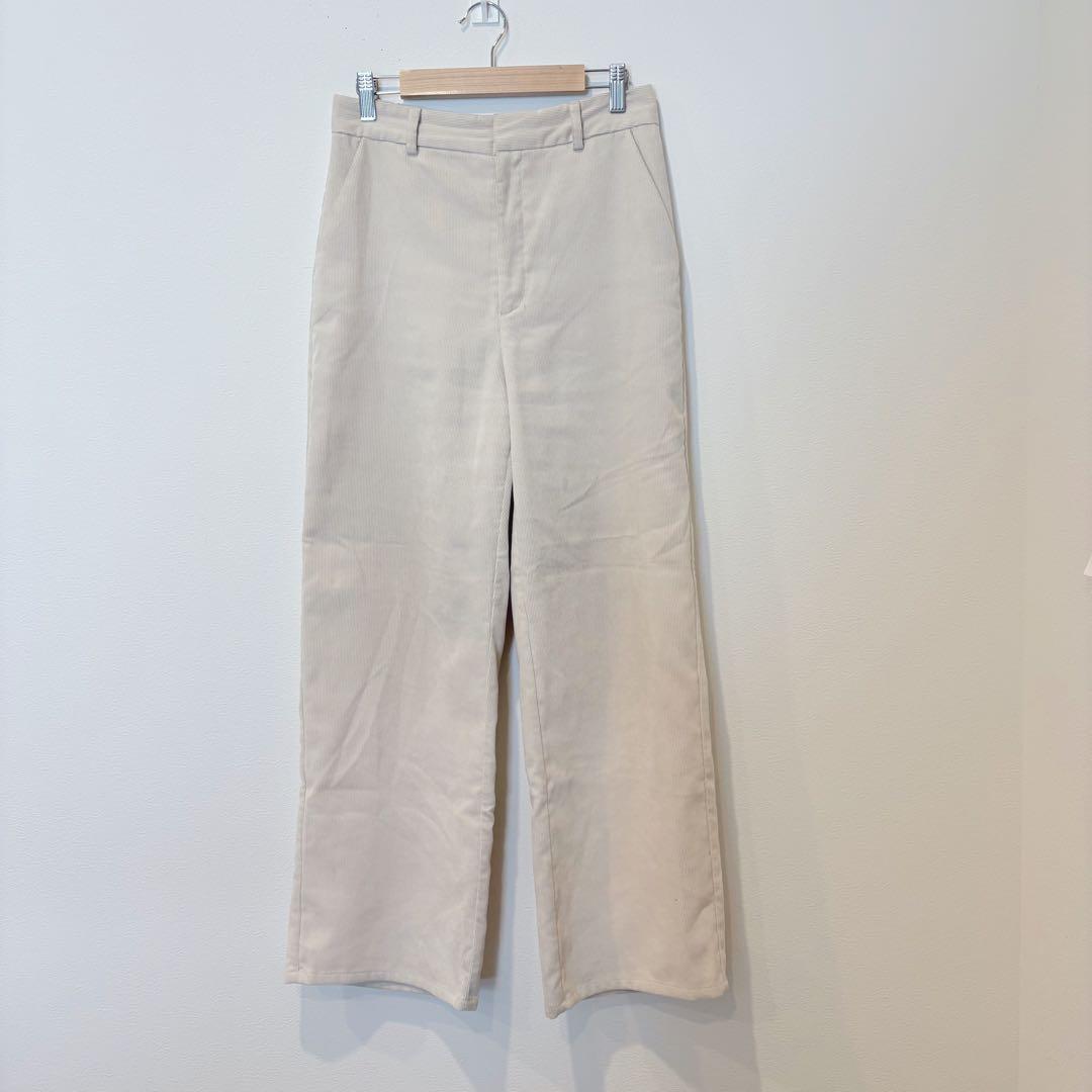 GU コーデュロイ ワイドパンツ ベージュ L ゆったり　イージーパンツ