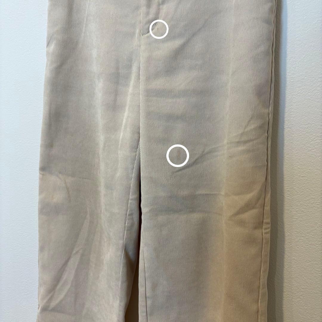 GU コーデュロイ ワイドパンツ ベージュ L ゆったり　イージーパンツ 4