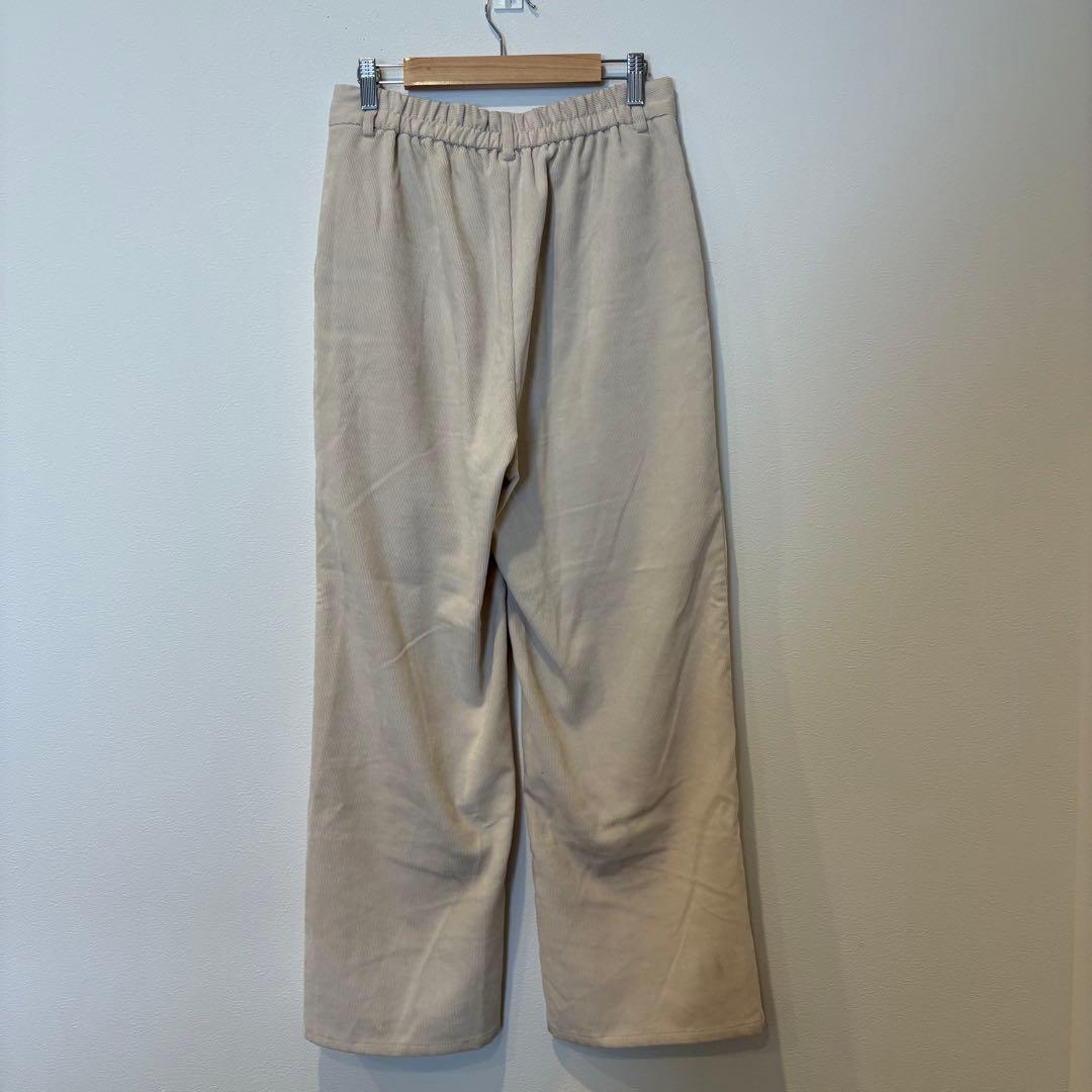 GU コーデュロイ ワイドパンツ ベージュ L ゆったり　イージーパンツ 5