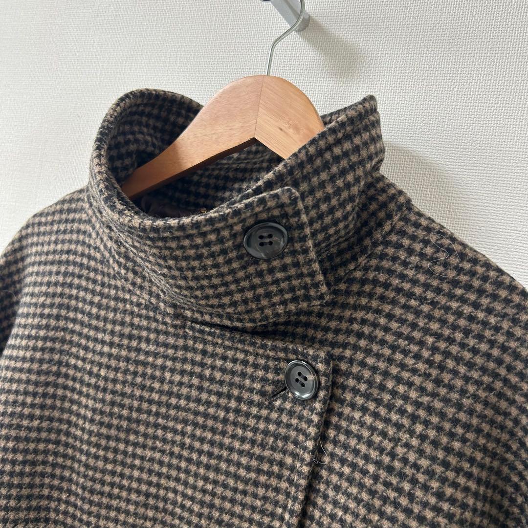 レサージュ　MANTECOトップビーバースタンドコート　ブラウンB 千鳥柄 3