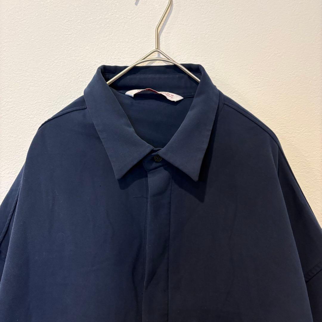 ザラ オーバーサイズ 半袖シャツ ネイビー 紺色　シンプル　L 胸ポケット 2