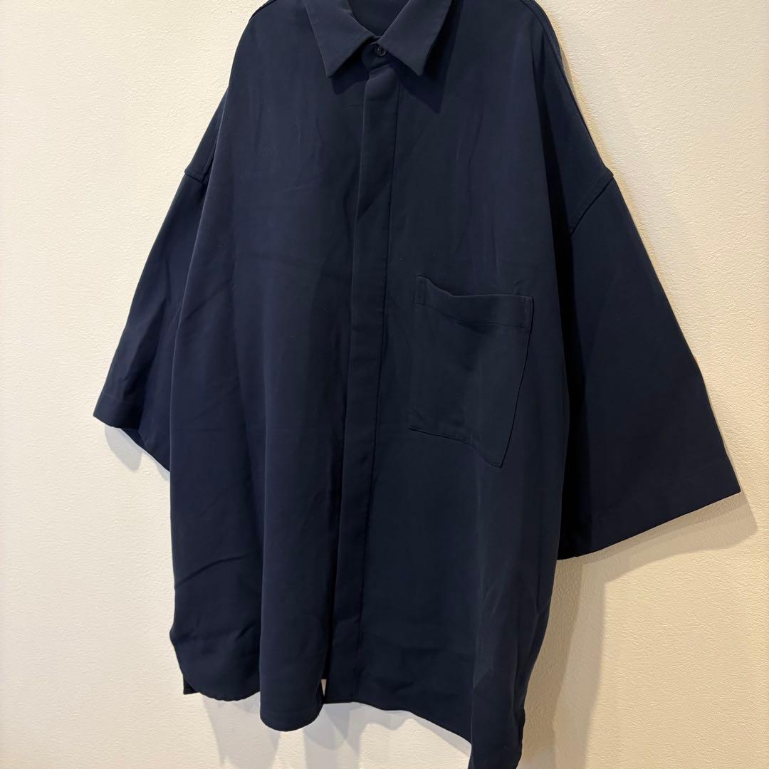 ザラ オーバーサイズ 半袖シャツ ネイビー 紺色　シンプル　L 胸ポケット 3