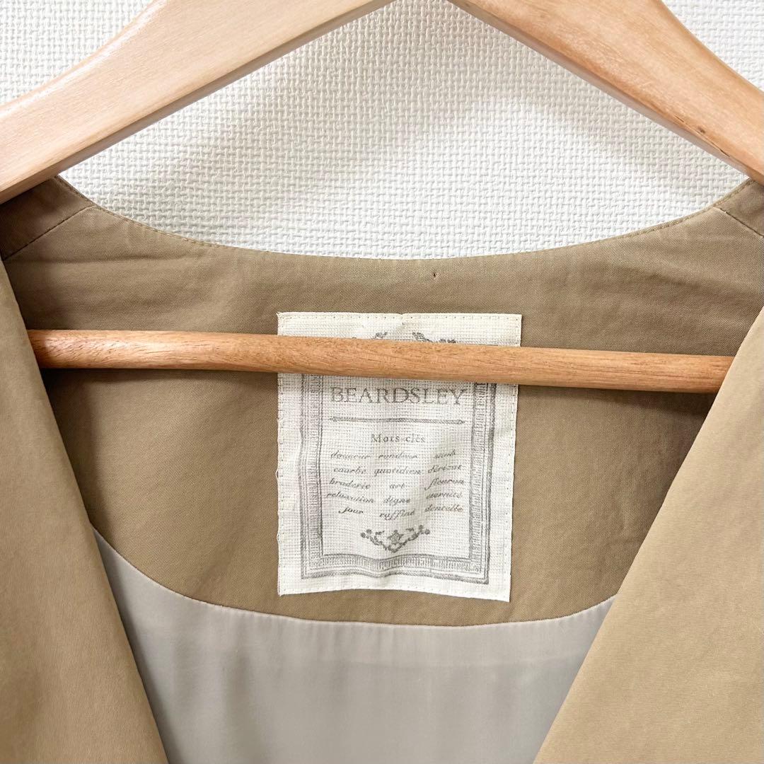 ビアズリー　後ろぷっくりノーカラージャケット　スプリングコート　ベージュ 4