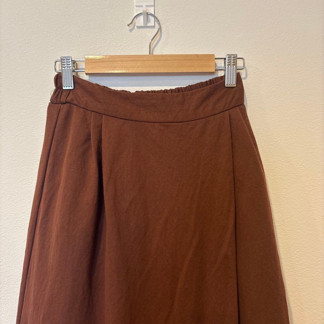 GU ロングスカート フレア ギャザー ブラウン 茶色　オレンジ　XS 2