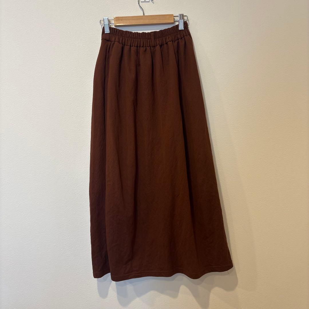GU ロングスカート フレア ギャザー ブラウン 茶色　オレンジ　XS 4