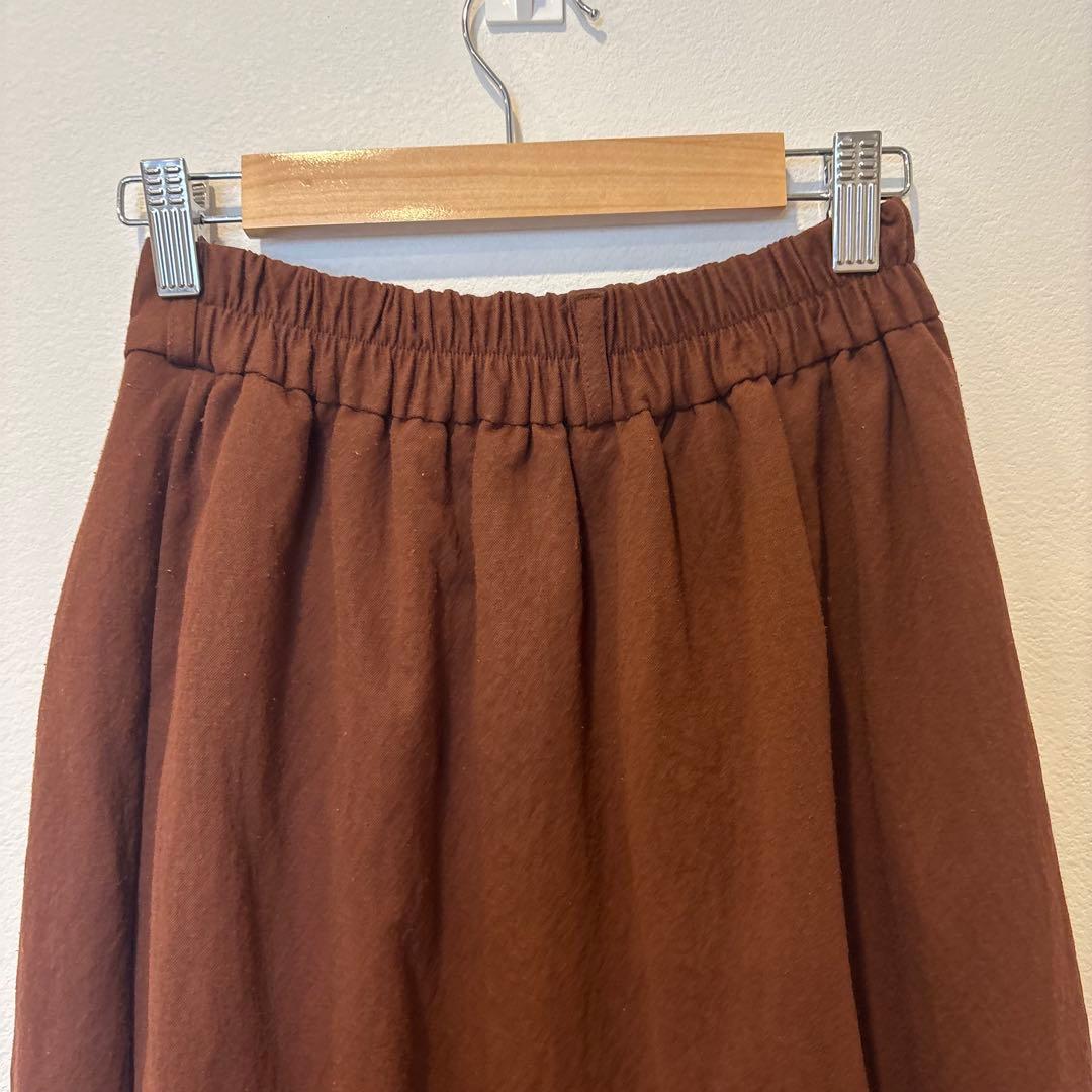 GU ロングスカート フレア ギャザー ブラウン 茶色　オレンジ　XS 5