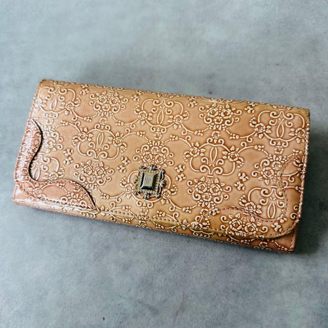 ANNA SUI ルーミー　がま口　二つ折り長財布　ダマスクローズ柄 3