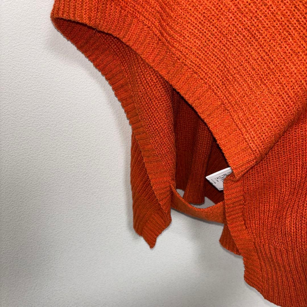 coen Vネックニットベスト オレンジ Fサイズ羽織d788 14