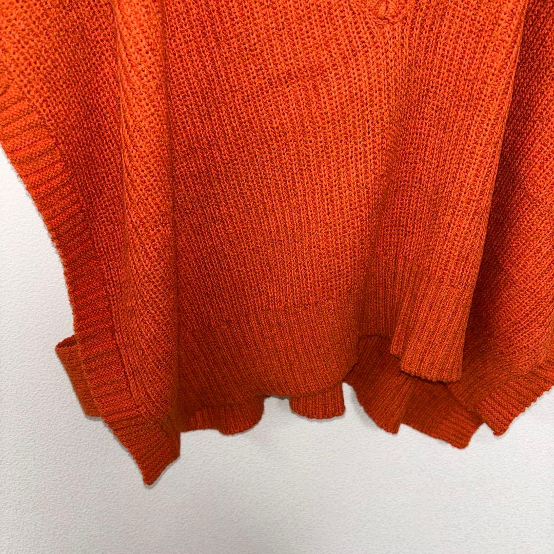 coen Vネックニットベスト オレンジ Fサイズ羽織d788 6