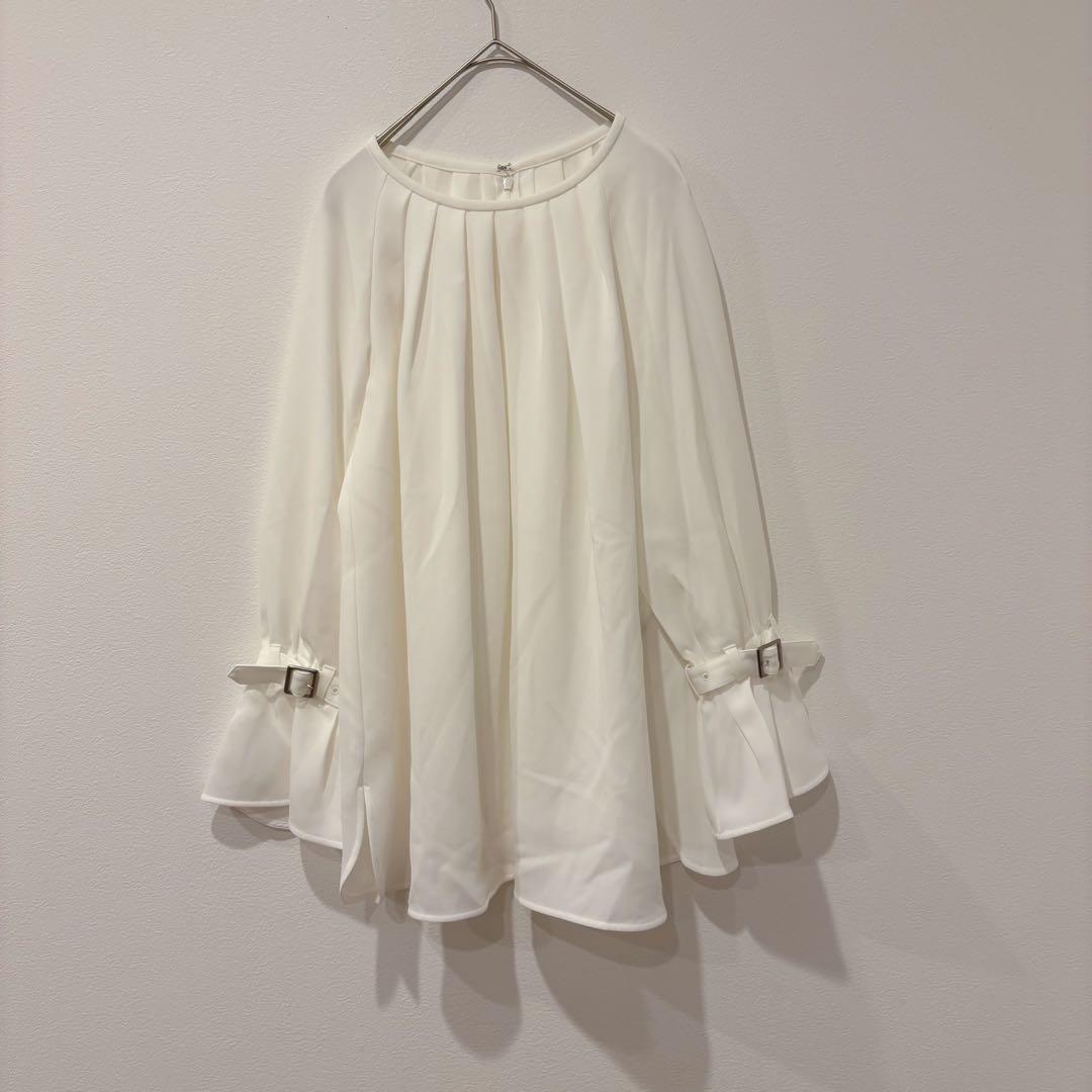 ダーマコレクション ブラウス タック フレア袖 白　ホワイト 1 日本製　お洒落