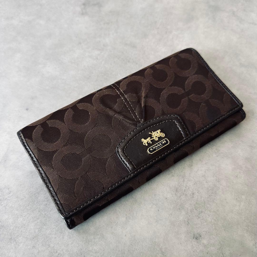 Y2K COACH マディソン　オプアート　二つ折り長財布　キャンバス　レザー 4