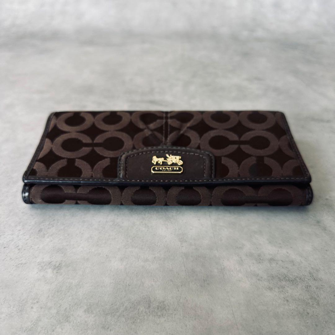 Y2K COACH マディソン　オプアート　二つ折り長財布　キャンバス　レザー 6