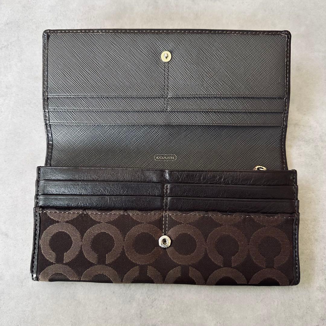 Y2K COACH マディソン　オプアート　二つ折り長財布　キャンバス　レザー 9