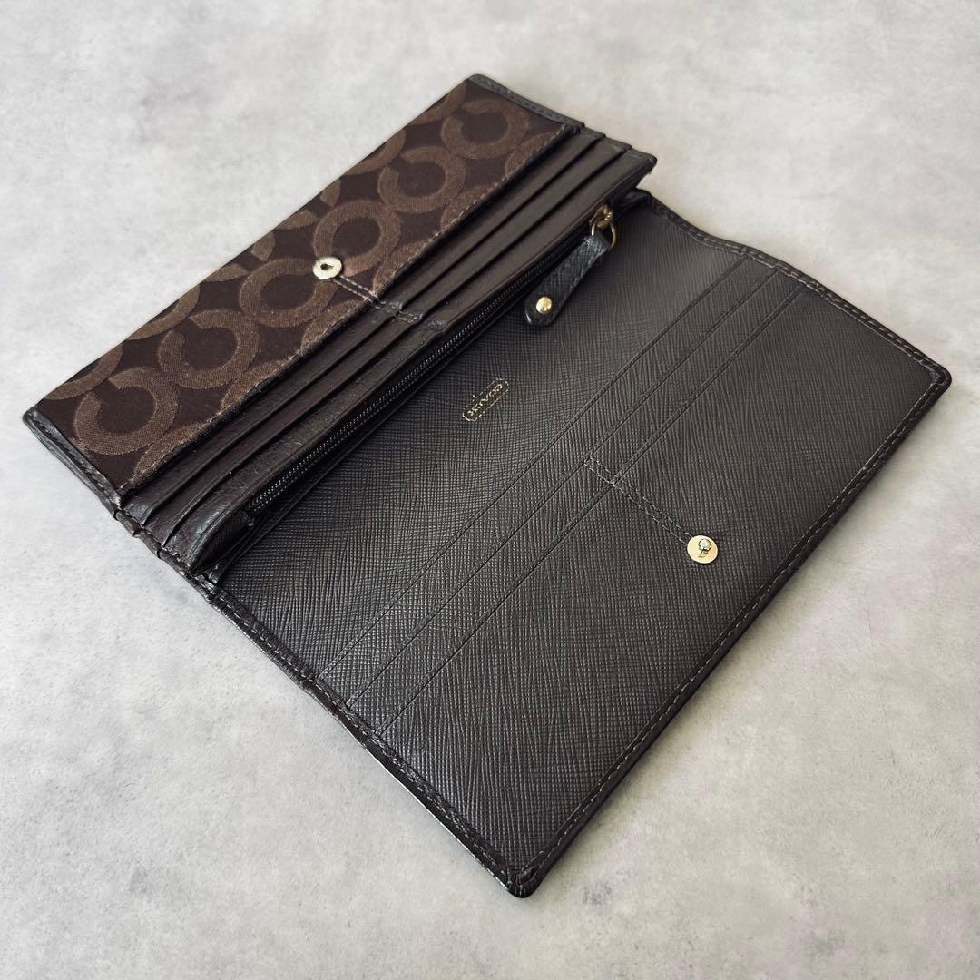 Y2K COACH マディソン　オプアート　二つ折り長財布　キャンバス　レザー 10