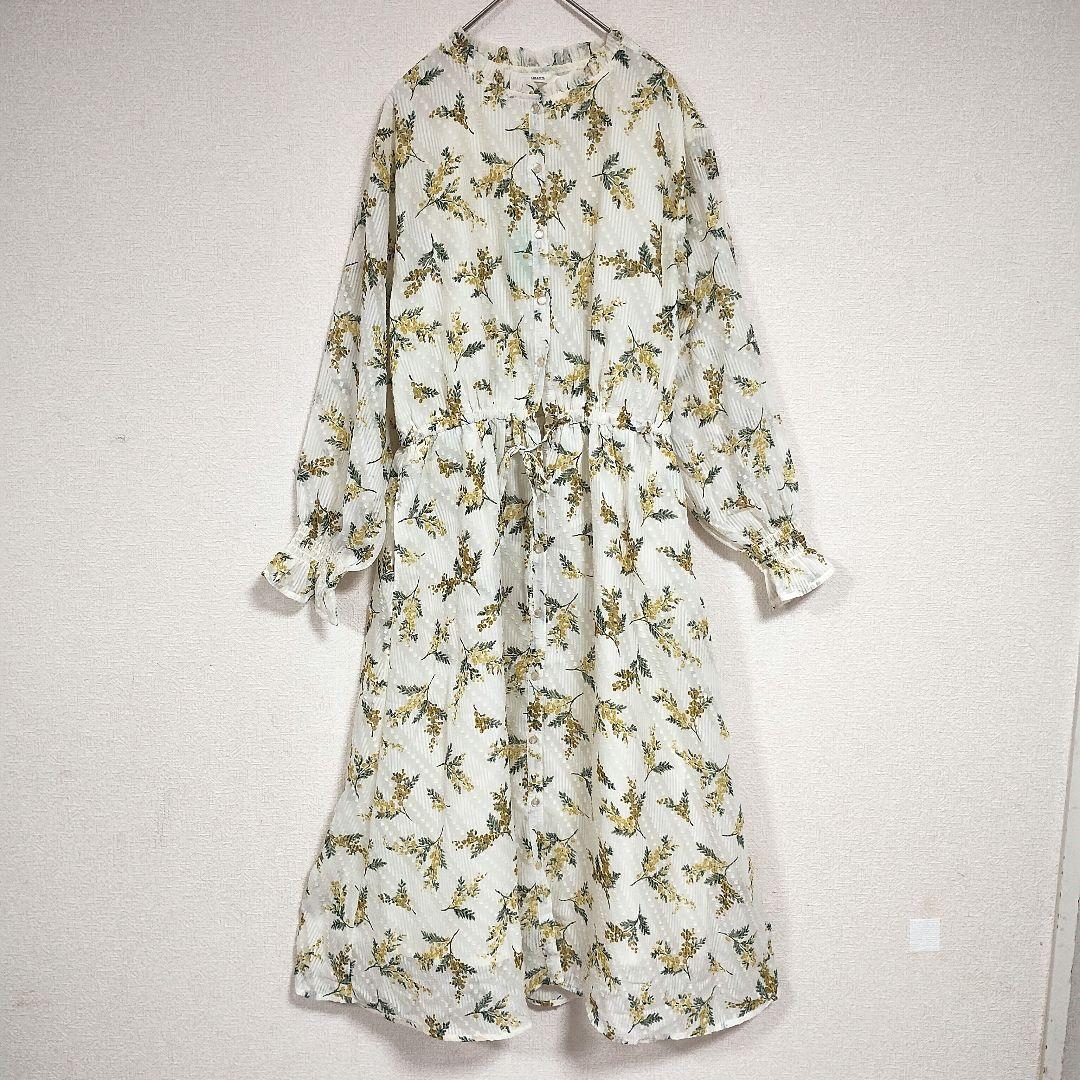 チャオパニック 花柄シフォンロングワンピース F 軽やか 春 新品タグ付き