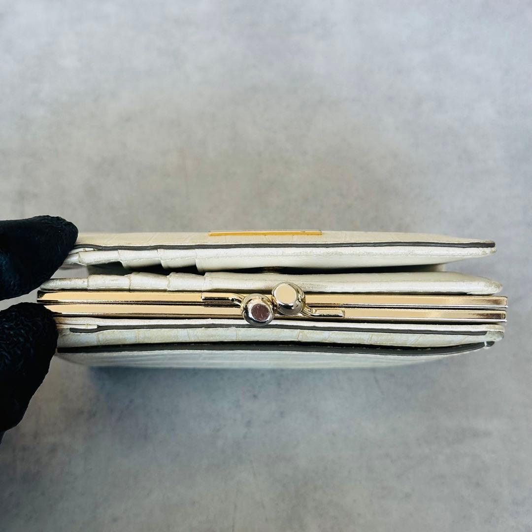 ANTEPRIMA クロコ型押し　がま口　二つ折り財布　コンパクトウォレット 13