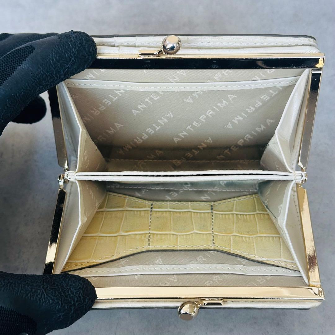 ANTEPRIMA クロコ型押し　がま口　二つ折り財布　コンパクトウォレット 14