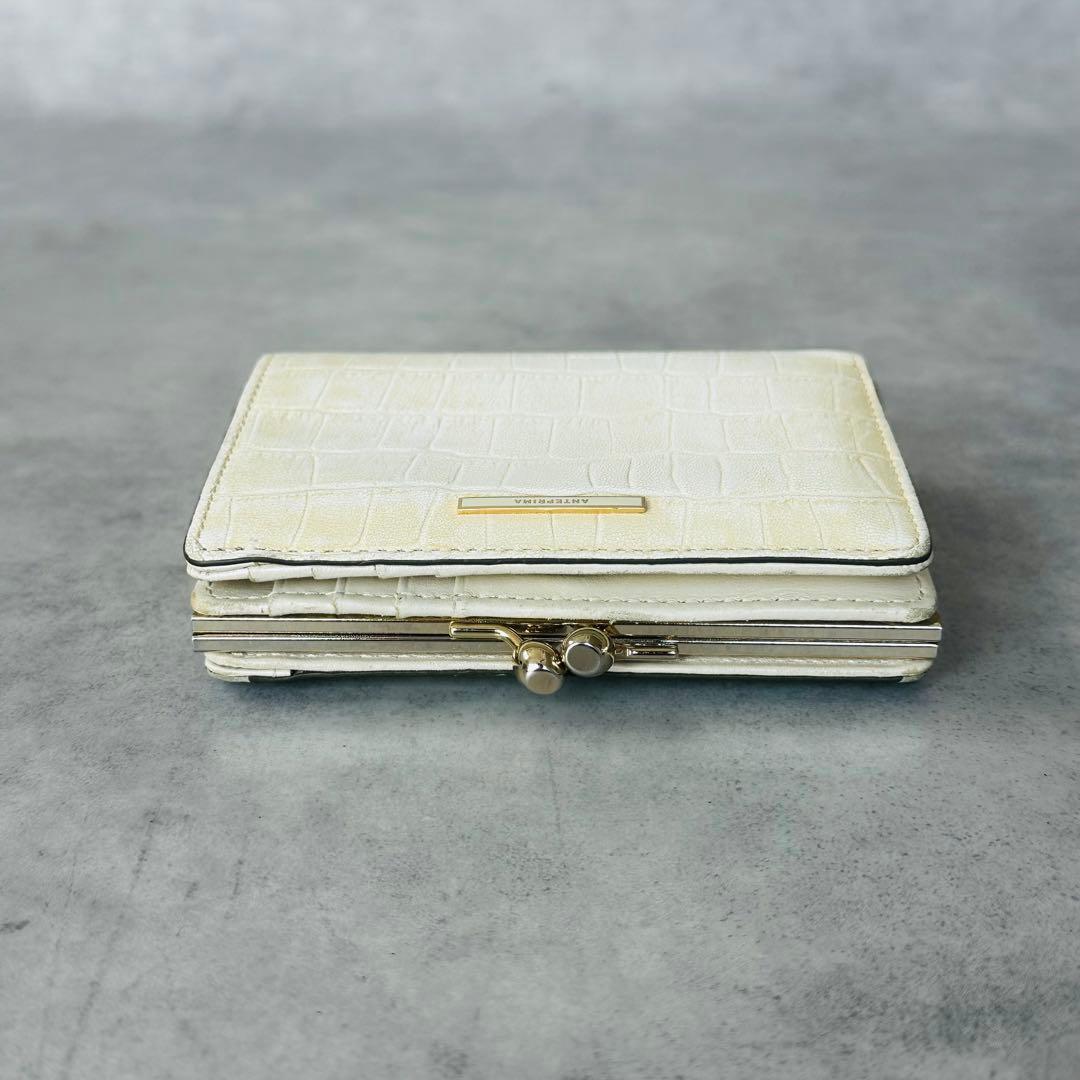 ANTEPRIMA クロコ型押し　がま口　二つ折り財布　コンパクトウォレット 4
