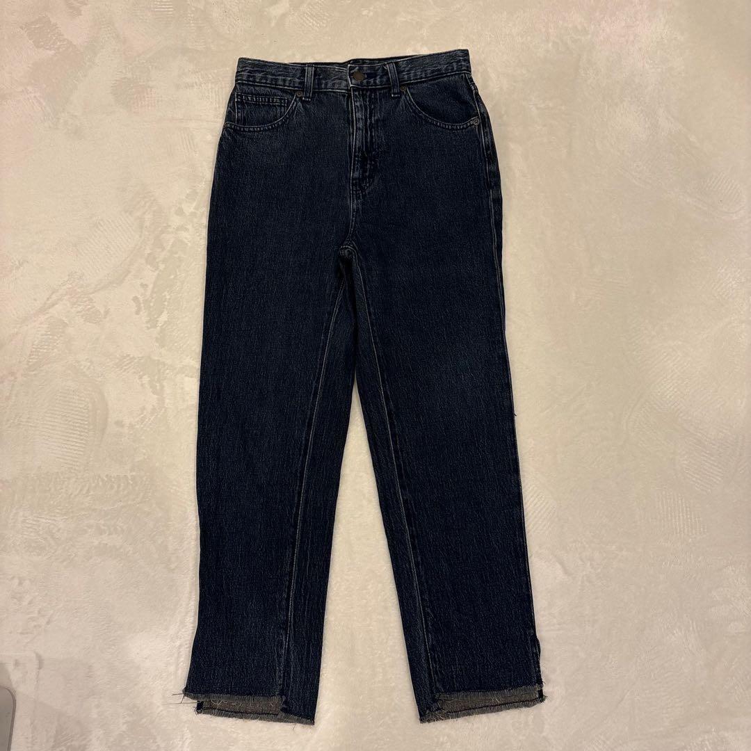 .GU デニムパンツ ストレート カットオフ 濃紺 Mサイズ　ジーパン　ネイビー 2