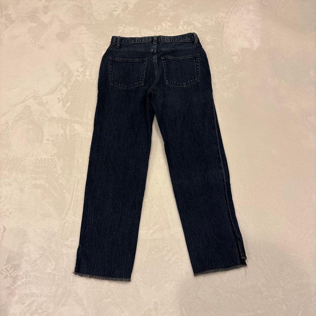 .GU デニムパンツ ストレート カットオフ 濃紺 Mサイズ　ジーパン　ネイビー 11