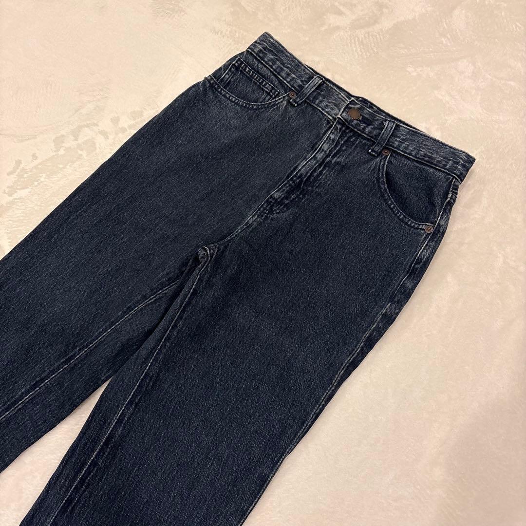 .GU デニムパンツ ストレート カットオフ 濃紺 Mサイズ　ジーパン　ネイビー 4