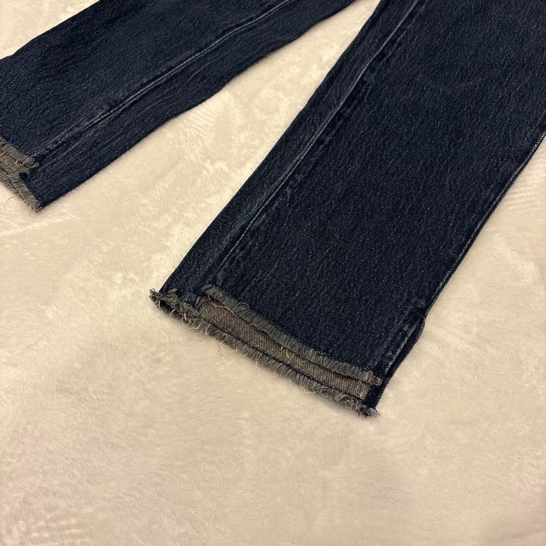 .GU デニムパンツ ストレート カットオフ 濃紺 Mサイズ　ジーパン　ネイビー 9