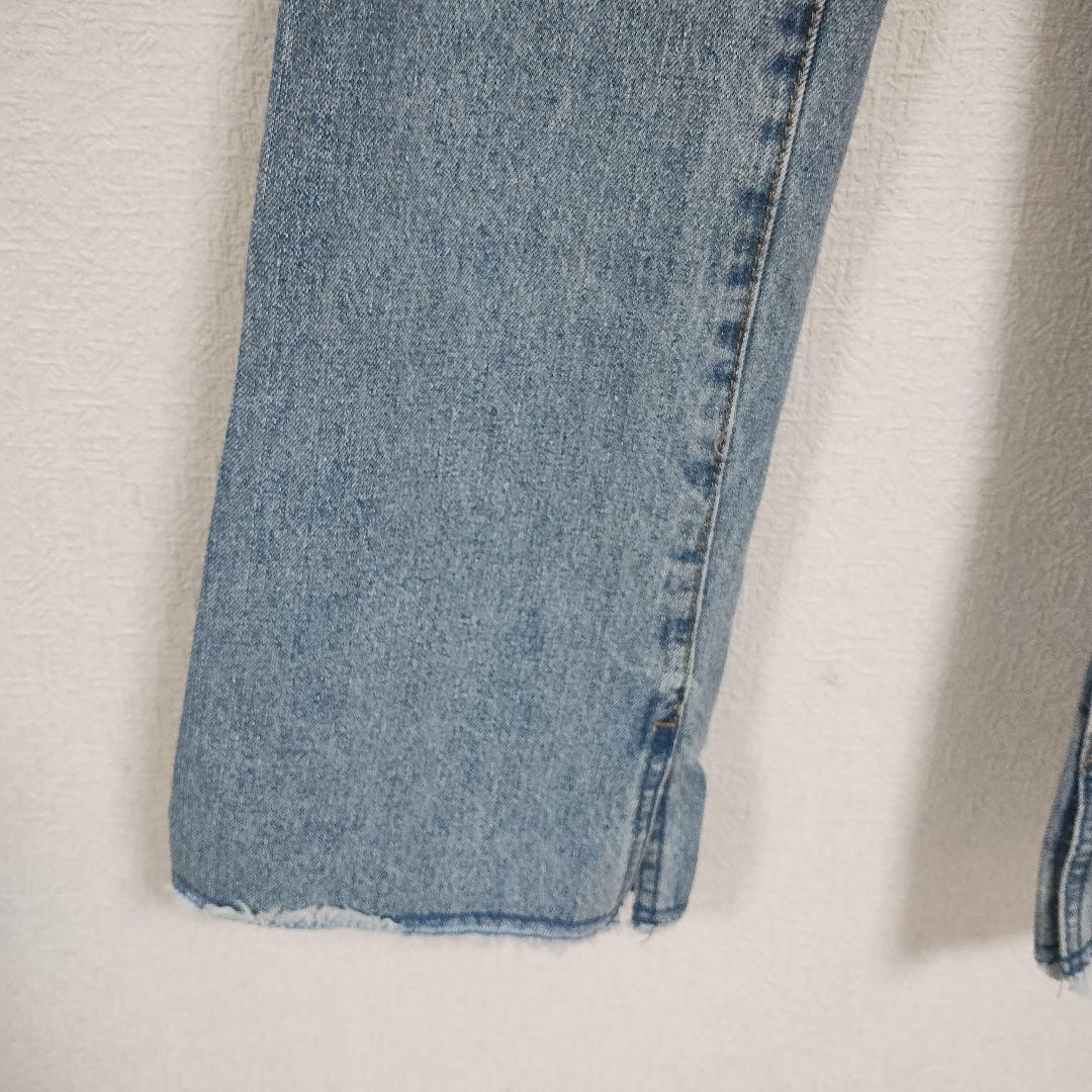 Discoatディスコート ブーツカットデニム・フリンジ仕上げ・ライトブルー L 3