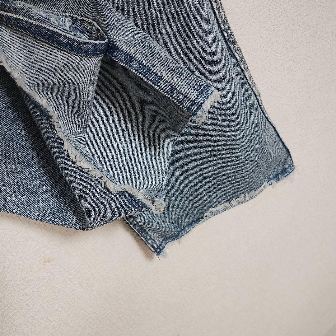 Discoatディスコート ブーツカットデニム・フリンジ仕上げ・ライトブルー L 4