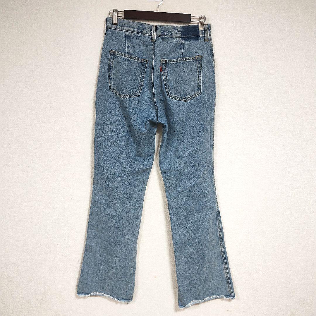 Discoatディスコート ブーツカットデニム・フリンジ仕上げ・ライトブルー L 5