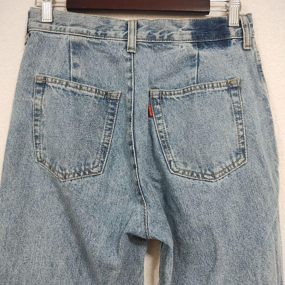 Discoatディスコート ブーツカットデニム・フリンジ仕上げ・ライトブルー L 7