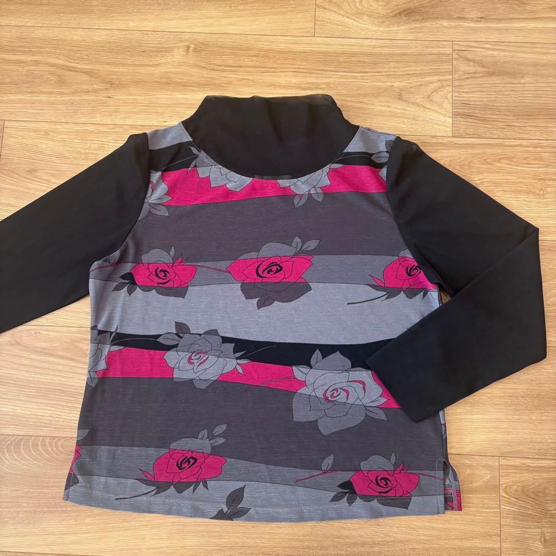 ..パナセリーナ 長袖カットソー　花柄 黒　グレー レース　透け感　上品