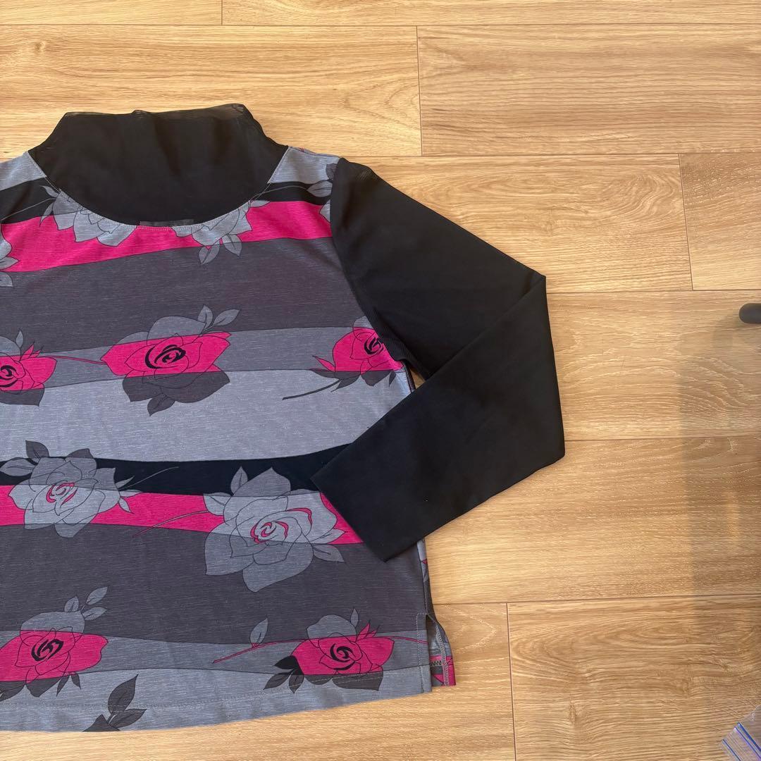 ..パナセリーナ 長袖カットソー　花柄 黒　グレー レース　透け感　上品 3