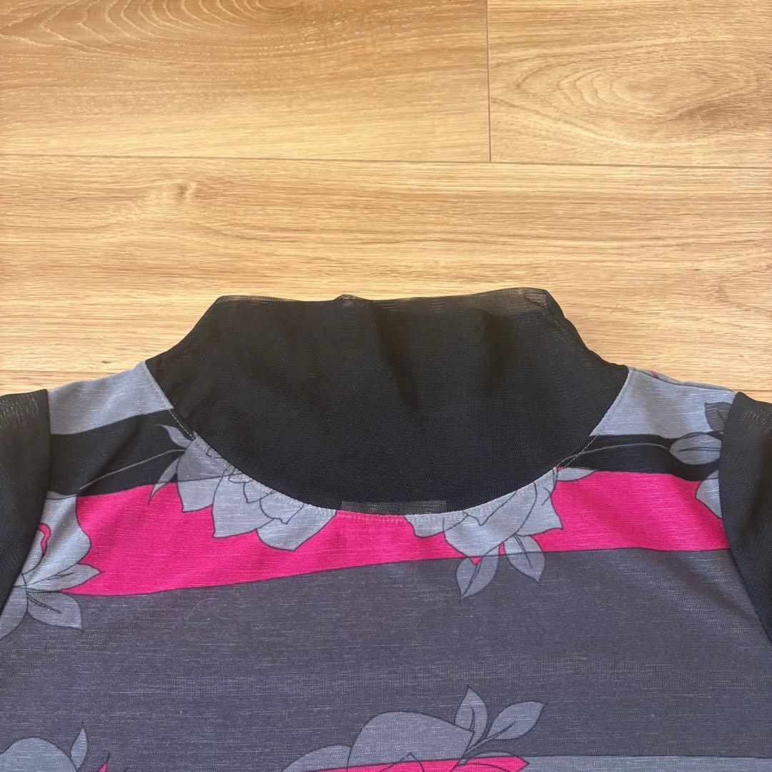 ..パナセリーナ 長袖カットソー　花柄 黒　グレー レース　透け感　上品 4