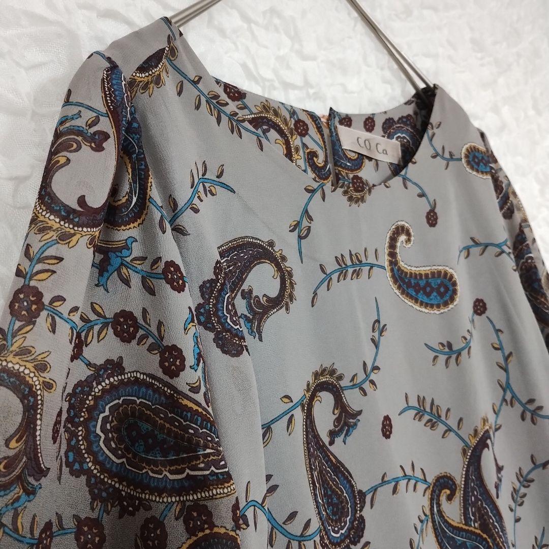 【COCAコカ】ペイズリー柄 五分袖チュニック M 軽やか カジュアル 5