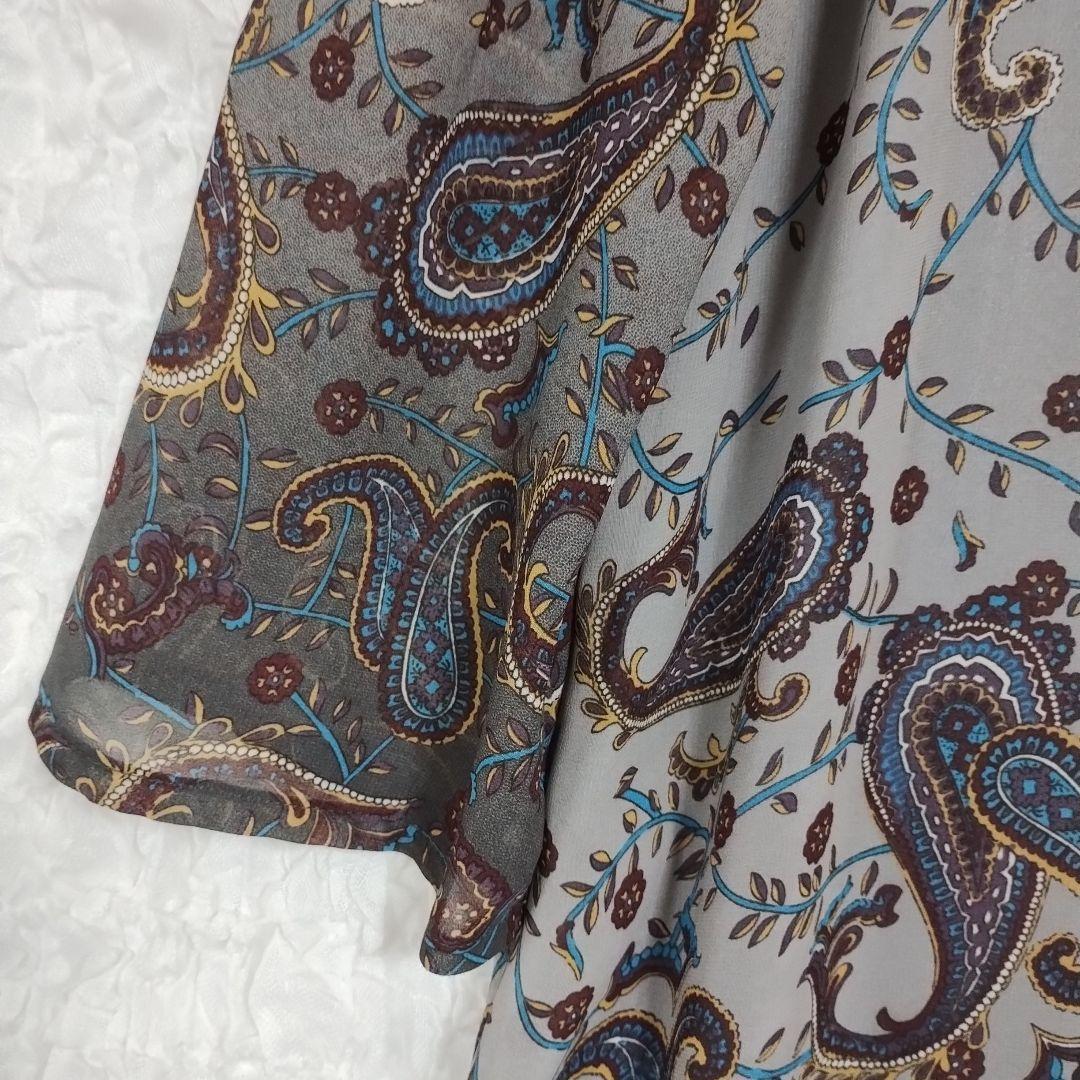 【COCAコカ】ペイズリー柄 五分袖チュニック M 軽やか カジュアル 9