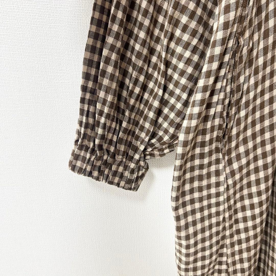新品未使用✨45R 先染めインドカディツイルのチロルドレス　ブラウン　チェック 5