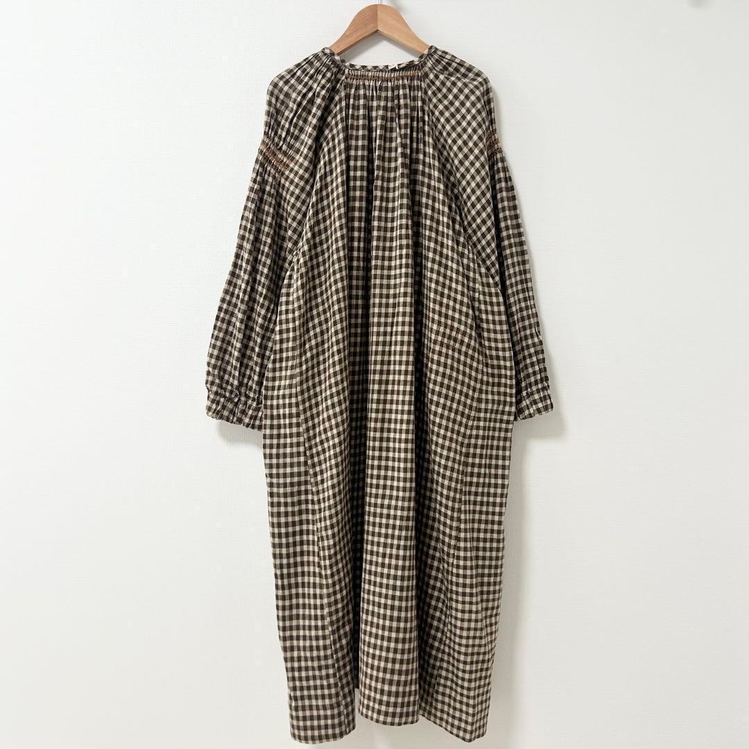 新品未使用✨45R 先染めインドカディツイルのチロルドレス　ブラウン　チェック 6