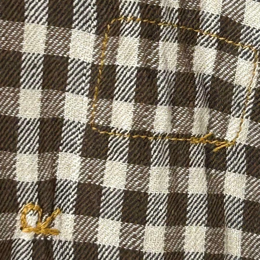 新品未使用✨45R 先染めインドカディツイルのチロルドレス　ブラウン　チェック 7