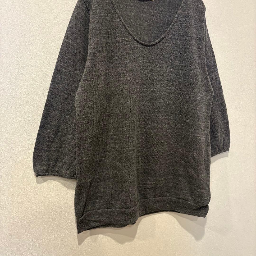 シュカ ニット カットソー 七分袖 無地 灰色　グレー ゆったり L シンプル 3