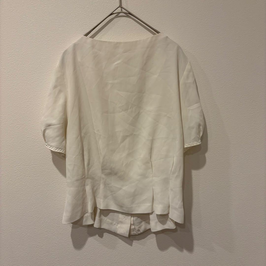 ケティ ブラウス 花モチーフ パール 半袖 アイボリー 白　M かわいい 5