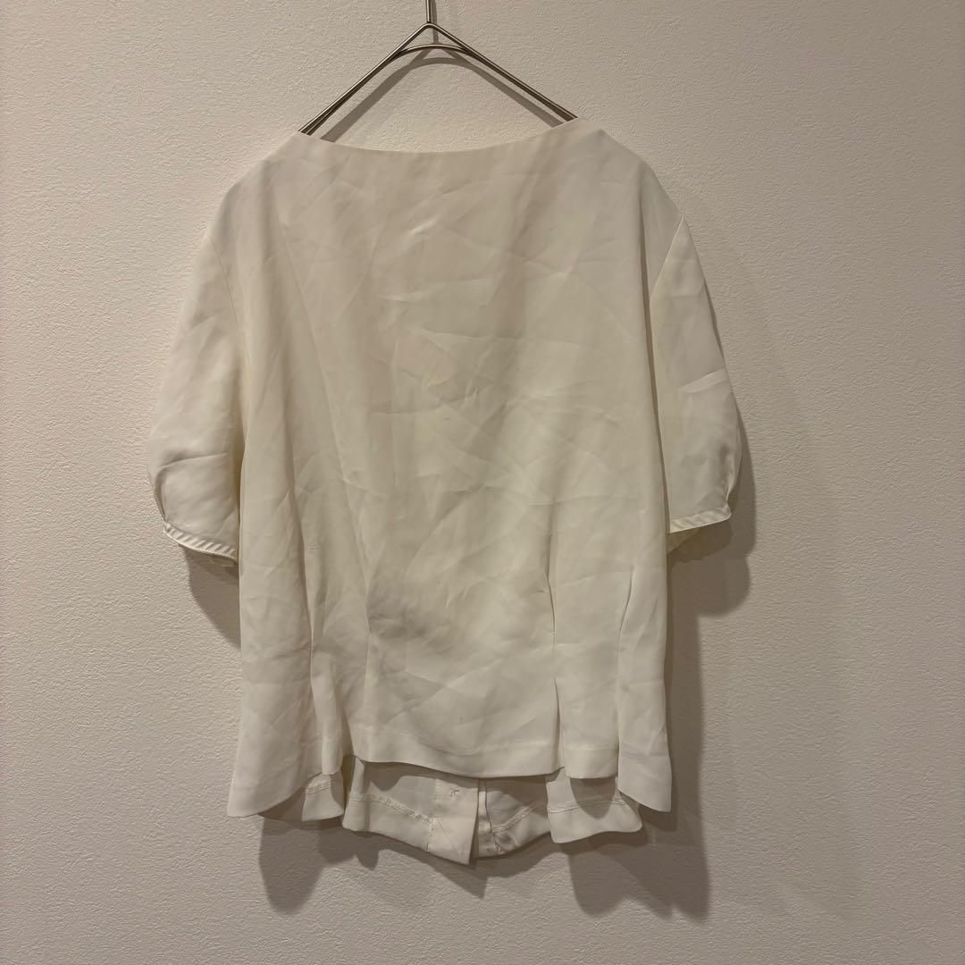 ケティ ブラウス 花モチーフ パール 半袖 アイボリー 白　M かわいい 6