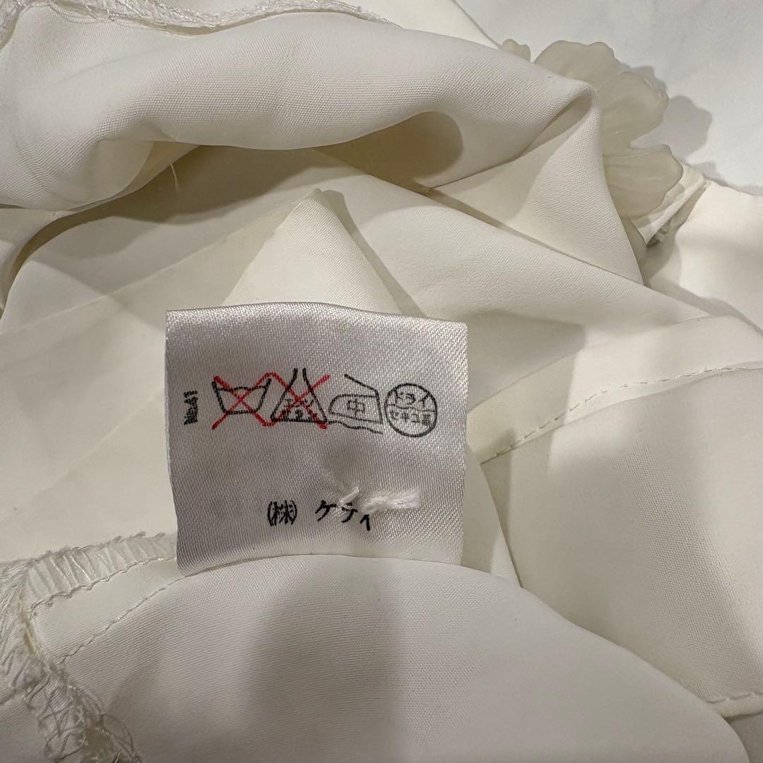 ケティ ブラウス 花モチーフ パール 半袖 アイボリー 白　M かわいい 7