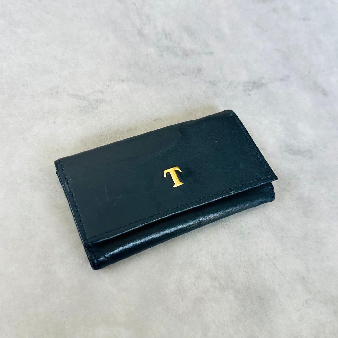 希少✨Tiffany Tメタルロゴ　レザーキーケース　ダークネイビー 3