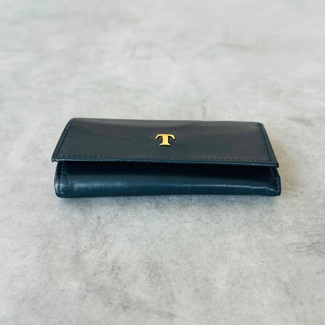 希少✨Tiffany Tメタルロゴ　レザーキーケース　ダークネイビー 4
