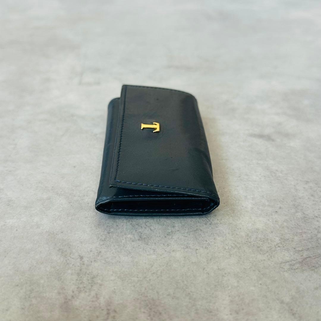 希少✨Tiffany Tメタルロゴ　レザーキーケース　ダークネイビー 6