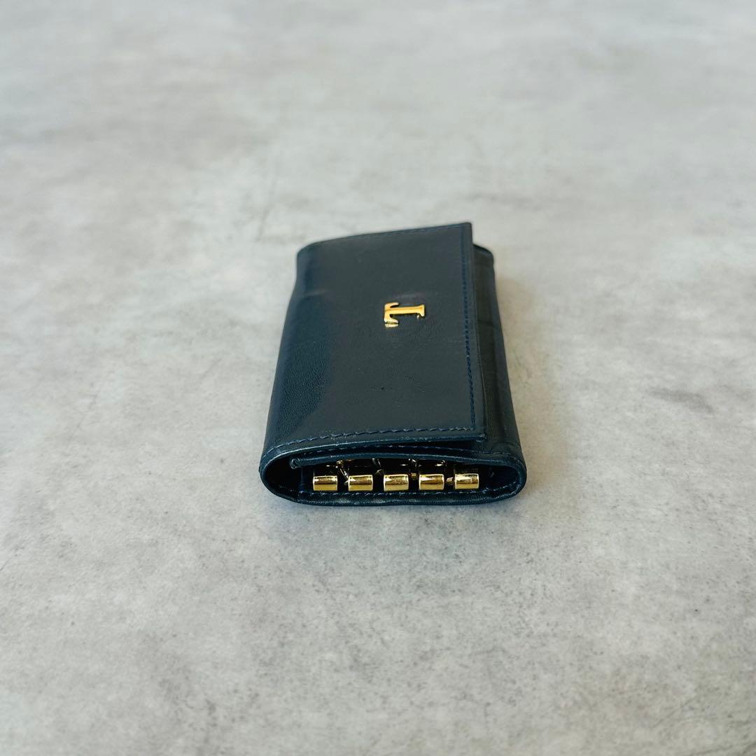 希少✨Tiffany Tメタルロゴ　レザーキーケース　ダークネイビー 7